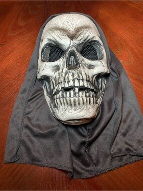 Adult Grim Reaper Halloween Mask with Black Hood